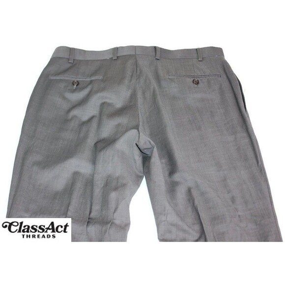 Lauren Ralph Dress Pants Gray Wool Slim Black Label Flat Front Trouser Men 36X30 - Picture 7 of 7